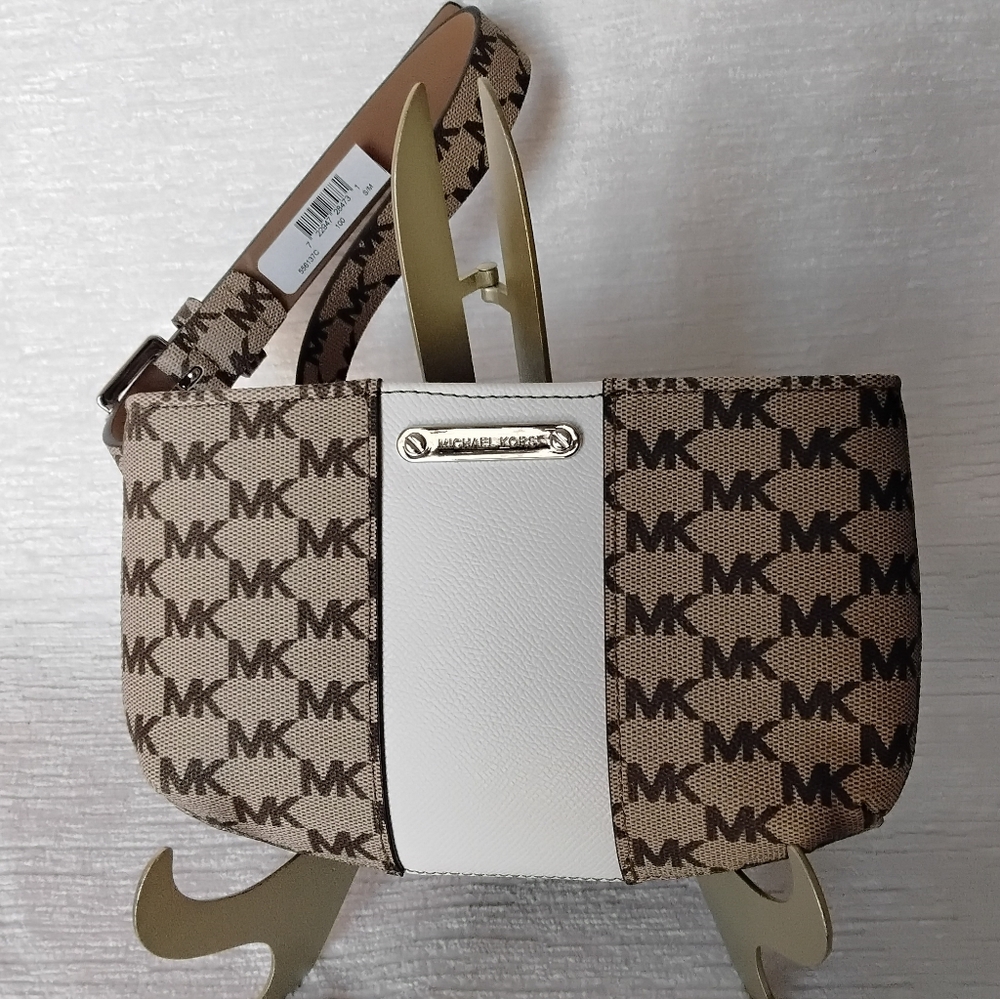 MICHAEL KORS BELT BAG Brown Tan Metallic Hardware Size S/M - Picture 2 of 6